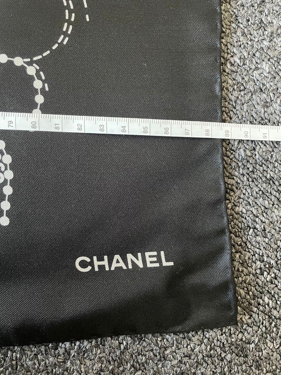 CHANEL シャネル ブラック　ココマーク　スカーフ　新宿未使用　シルクスカーフ