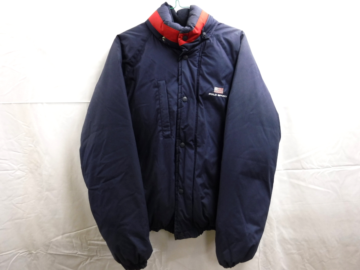 中古 POLO SPORT ポロスポーツ ダウンコート サイズ：S ラルフローレン RALPH LAUREN ネイビー×レッド 発送100サイズ_画像1