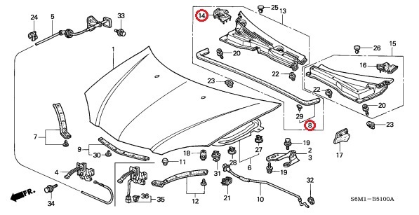 honda Genuine PartsRub, Rr. Hood Seal Hinge Cover DC5 acura RSX integra Honda Integra капот задний наклейка шарнир покрытие правый 