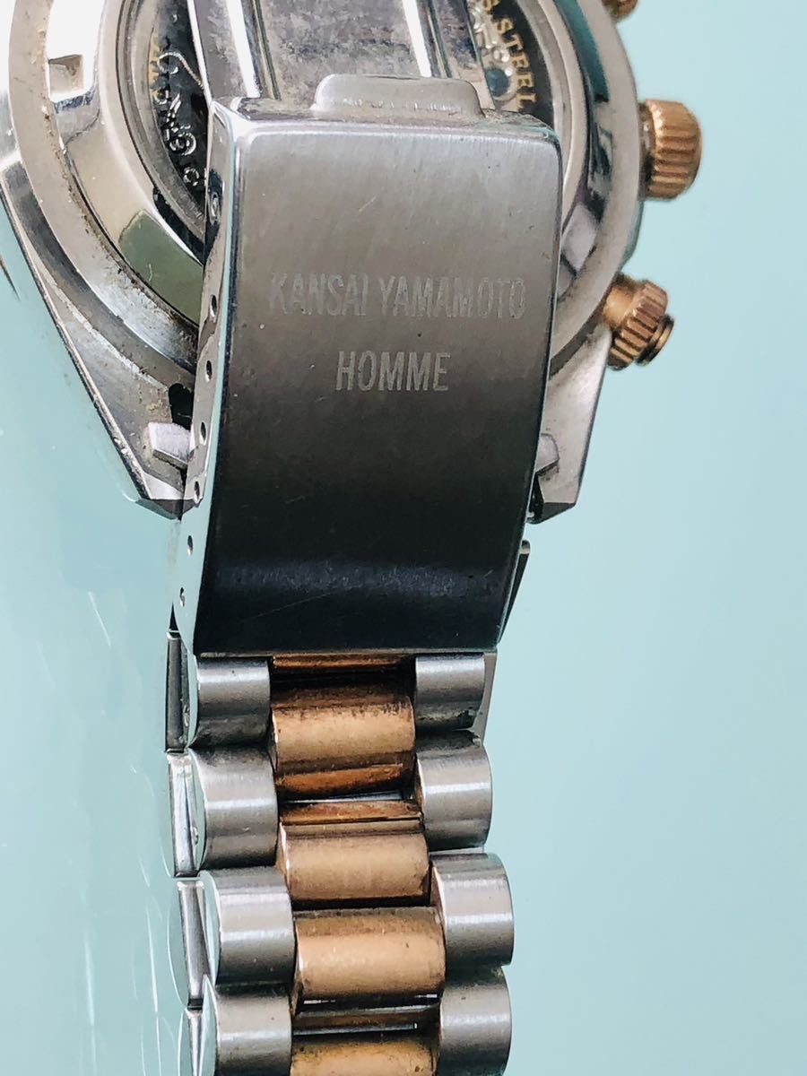 1円【 中古品】腕時計 スケルトン 自動 裏 スケ 文字盤 KANSAI YAMAMOTO HOMME 腕時計　デイデイト　自動巻_画像8