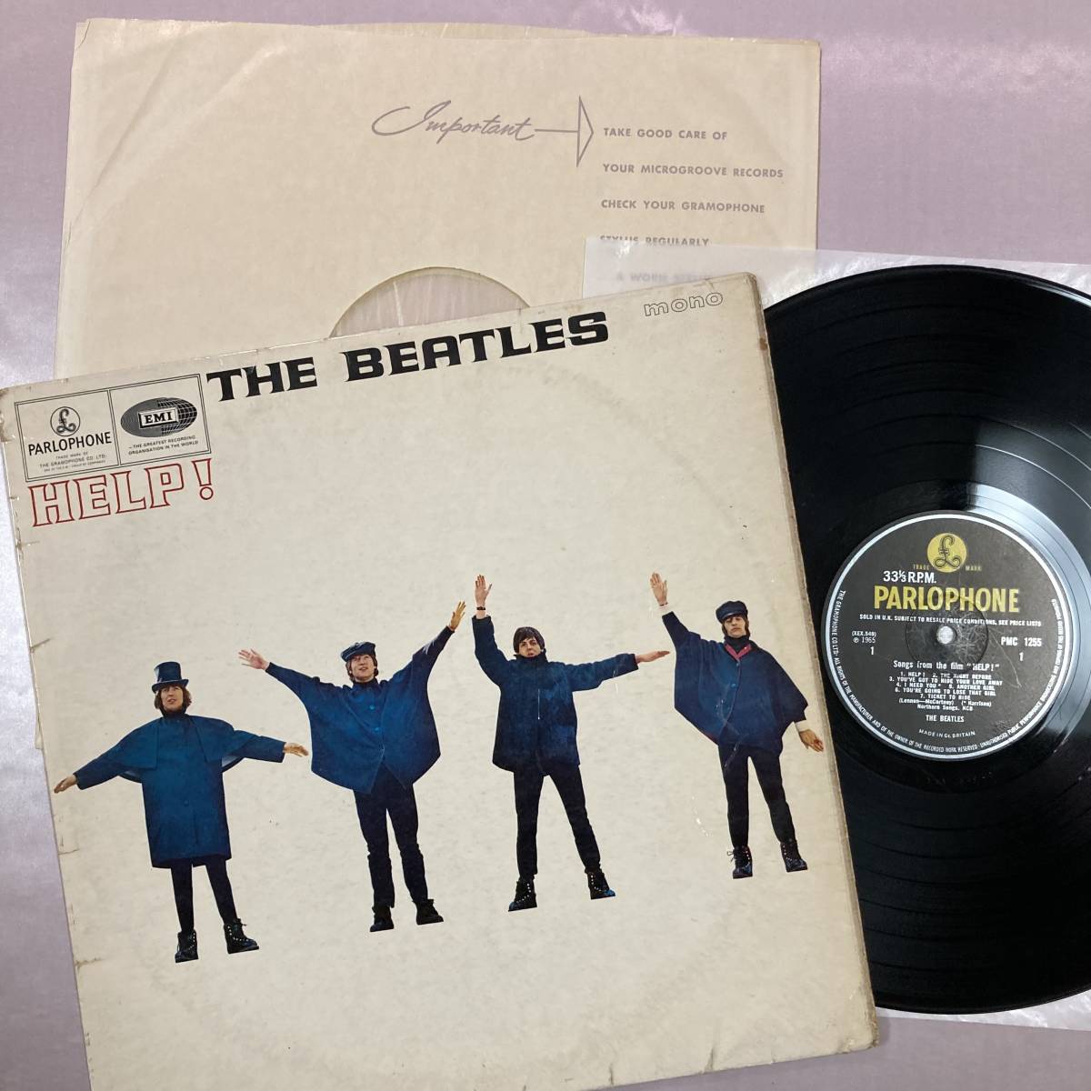 マト2/2　UKモノラル盤イエローパーロフォン　2ndプレス　HELP!　ビートルズ　THE BEATLES_画像1