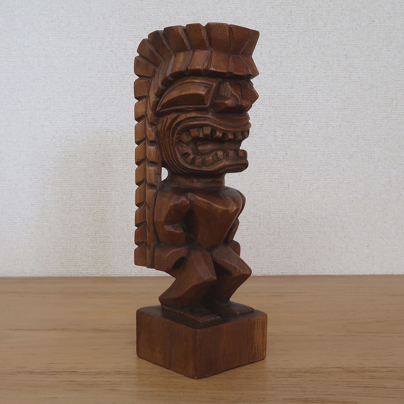 ティキの木彫りの置物 ティキ カナロア TIKI KANALOA 30cm 木製スワール無垢材 ハワイアン雑貨 オブジェ 置物 350123_画像2