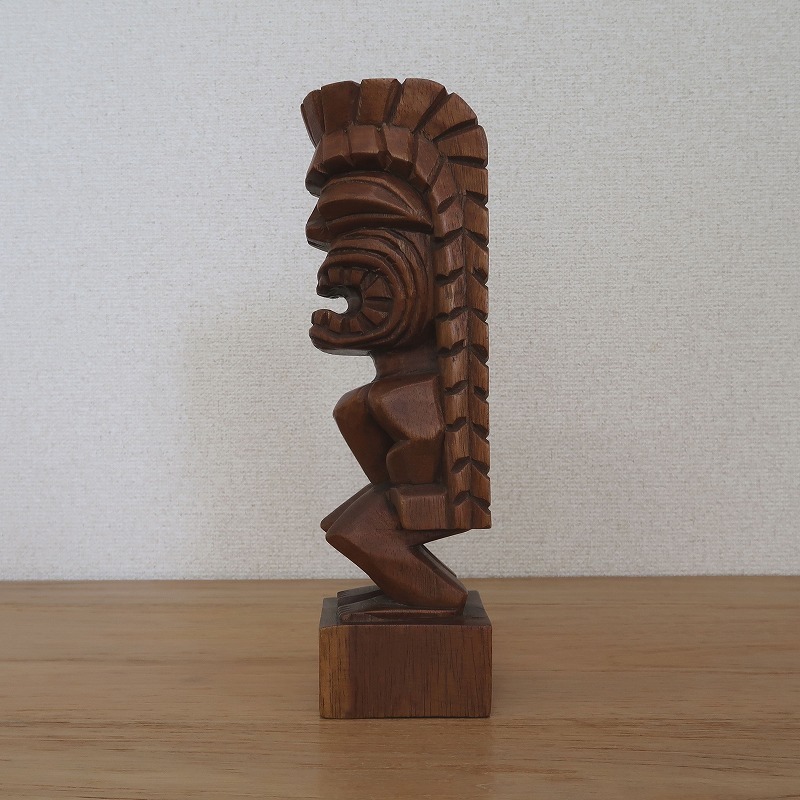 ティキの木彫りの置物 ティキ カナロア TIKI KANALOA 30cm 木製スワール無垢材 ハワイアン雑貨 オブジェ 置物 350123_画像3