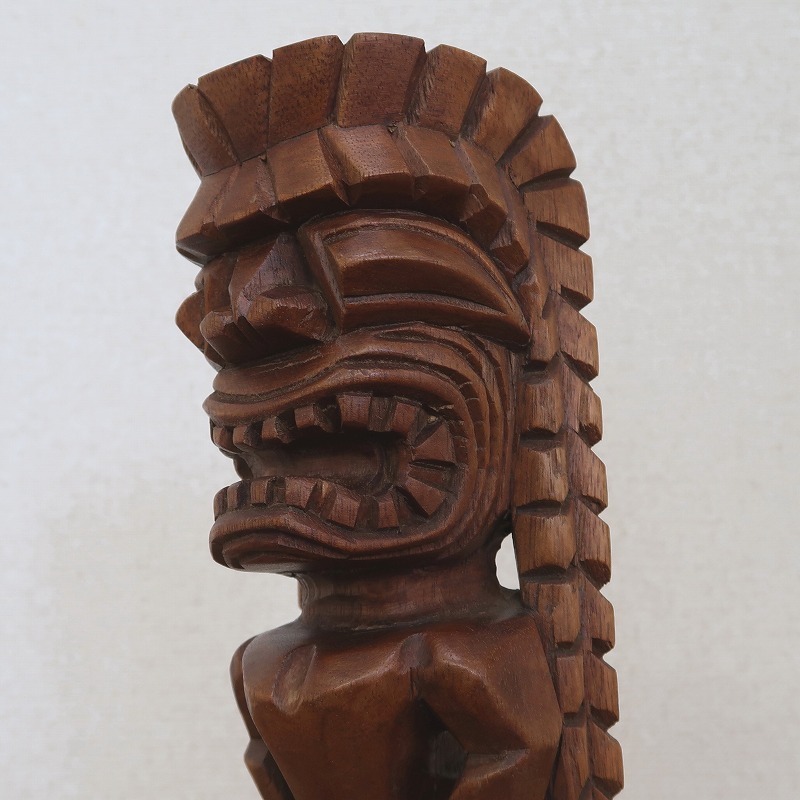 ティキの木彫りの置物 ティキ カナロア TIKI KANALOA 30cm 木製スワール無垢材 ハワイアン雑貨 オブジェ 置物 350123_画像8