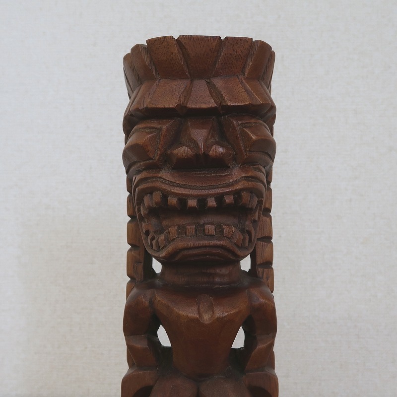 ティキの木彫りの置物 ティキ カナロア TIKI KANALOA 30cm 木製スワール無垢材 ハワイアン雑貨 オブジェ 置物 350123_画像7