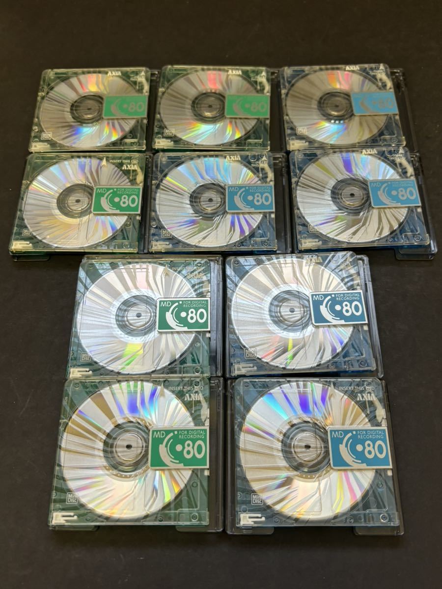 MD ミニディスク minidisc 中古 初期化済 アクシア AXIA 80 ブルー グリーン 10枚セット 記録媒体_画像2