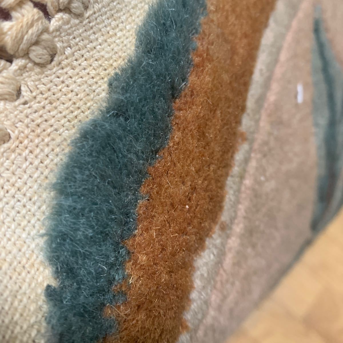絨毯 ラグ カーペット 玄関マット アンティーク ヴィンテージ 中国 手織り 段通_画像9