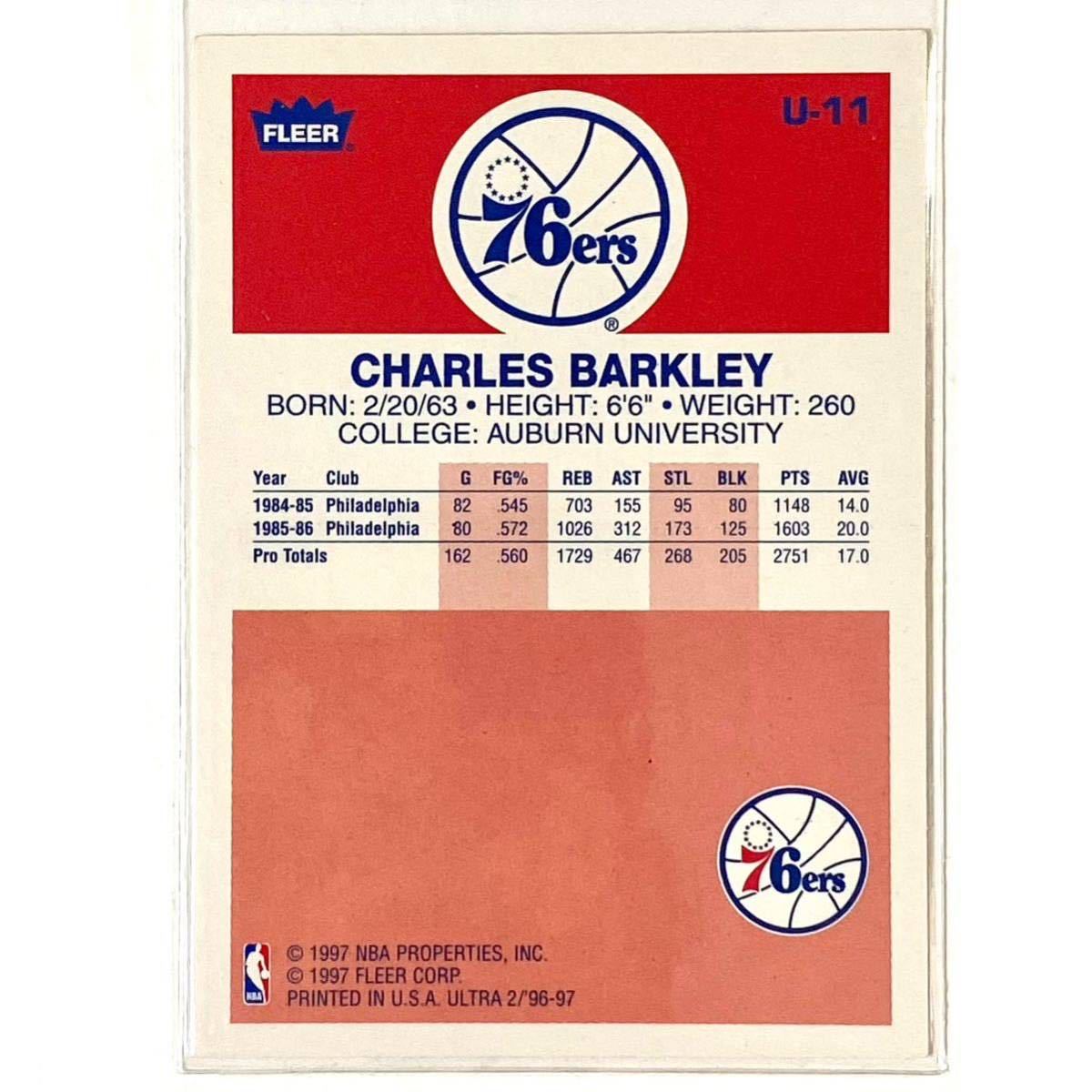 Charles Barkley 1996-97 Fleer Ultra Decade RC Reprint ★ チャールズ バークレー NBAカード_画像2