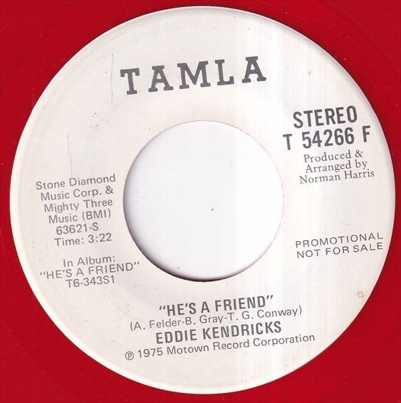 Eddie Kendricks - He's A Friend 盤面：赤 (A) K076_7インチ大量入荷しました。