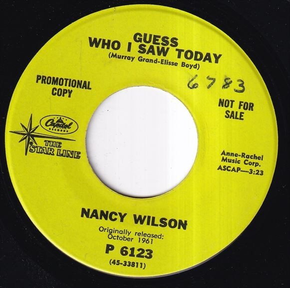 Nancy Wilson - Guess Who I Saw Today / The Verdict (A) J117_7インチ大量入荷しました。