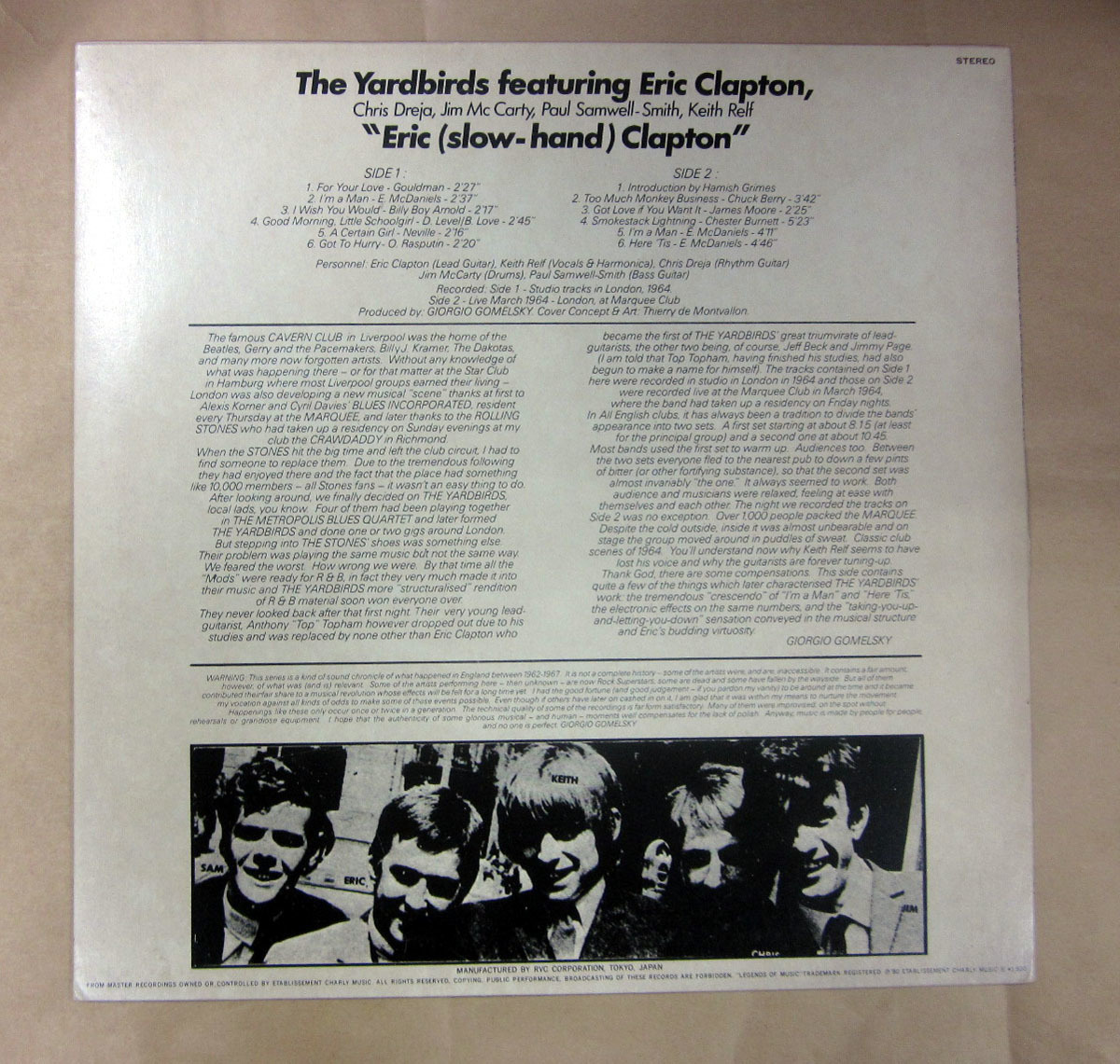 中古LPレコード The Yardbirds featuring Eric Clapton　エリック・クラプトン＆ヤードバーズ_画像2