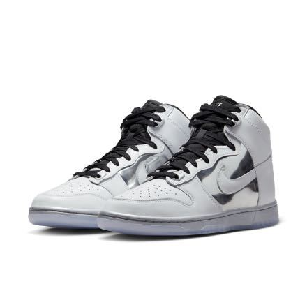 NIKE WMNS DUNK HIGH CHROME WHITE/METALLIC SILVER-BLACK DX5928-100ナイキ ウィメンズ ダンク ハイ クロームWMNS23.5cm定価16500円