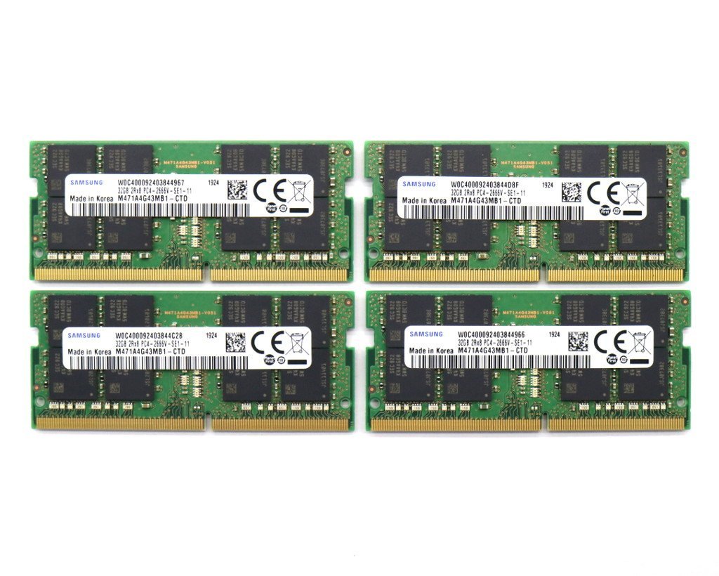 ◇Samsung 32GBx4枚セット128GB分 PC4-2666V-U DDR4 SODIMM 小型 ◇Samsung 32GBx4枚セット128GB分 PC4-2666V-U DDR4 SODIMM 小型
