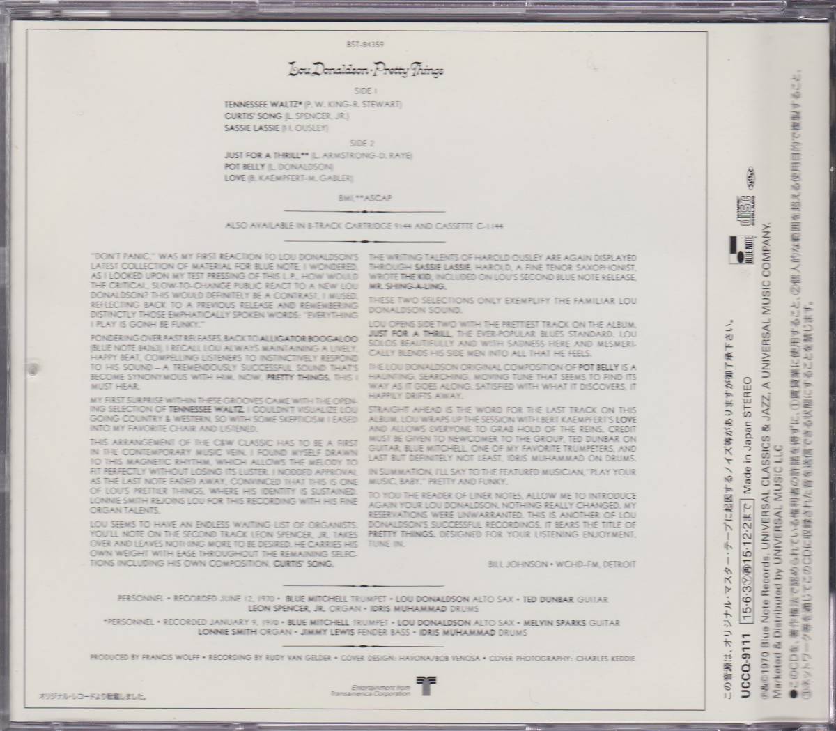 Rare Groove/Jazz Funk■LOU DONALDSON / Pretty Things (1971) 廃盤 Leon Spencer, Lonnie Smith, Idris Muhammad, Melvin Sparks, etc._画像2