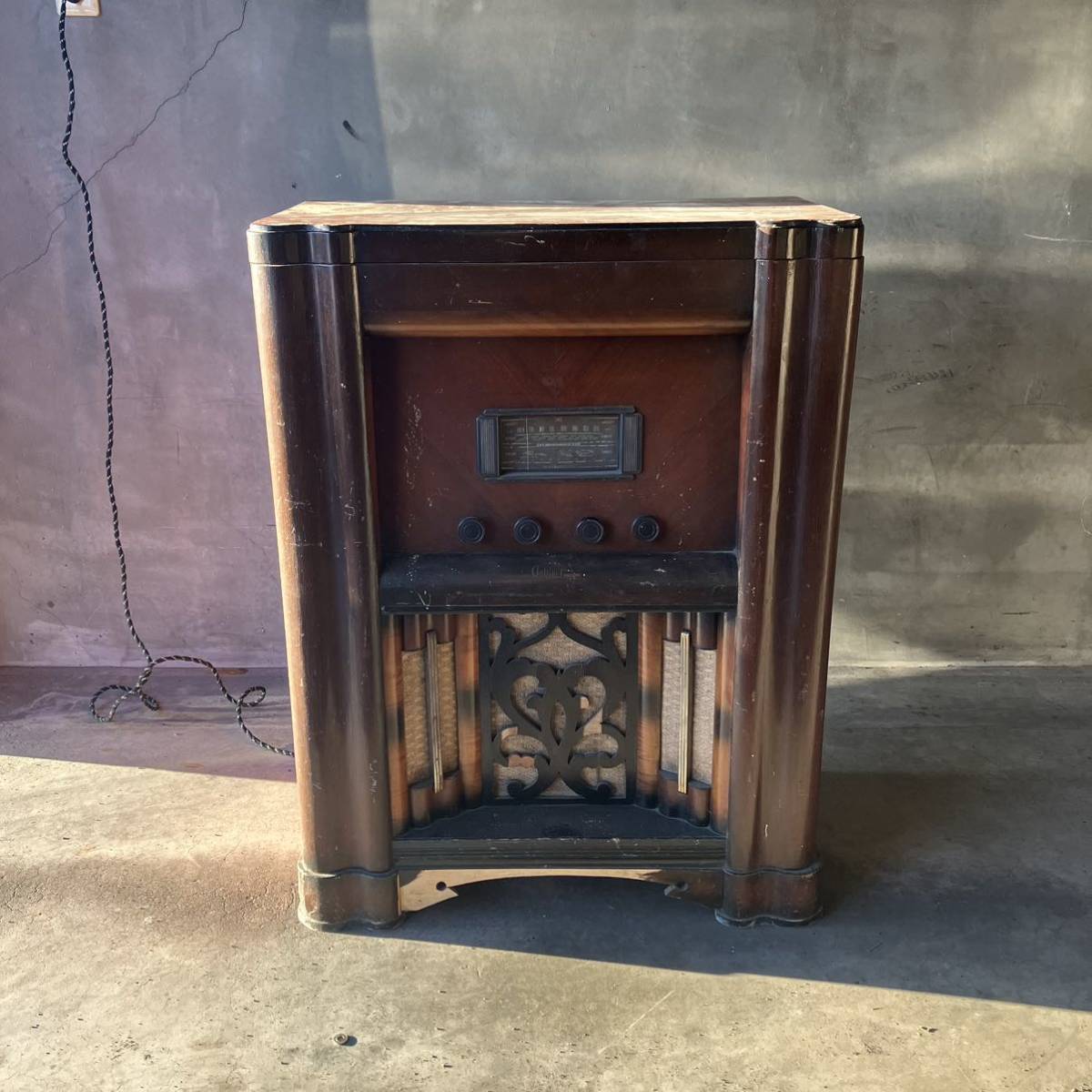  Sapporo pickup limitation that time thing Showa Retro Junk vacuum tube gramophone radio record player wooden cabinet antique retro collection 