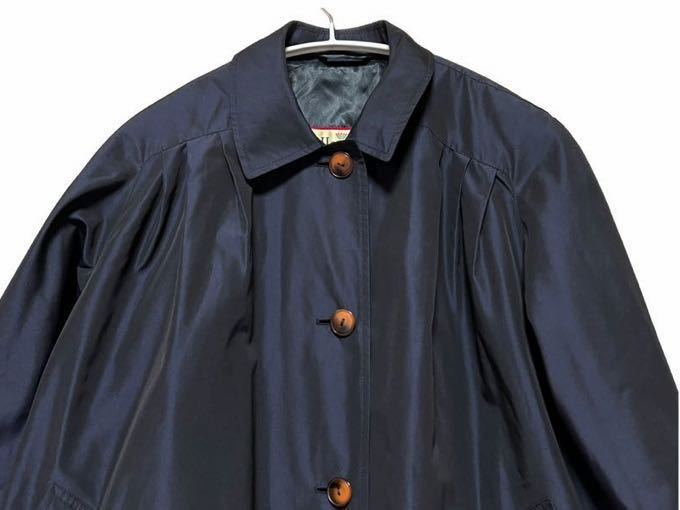 [ Италия производства ]HERNO ад no одиночный длинное пальто нейлон темно-синий шелк подкладка?