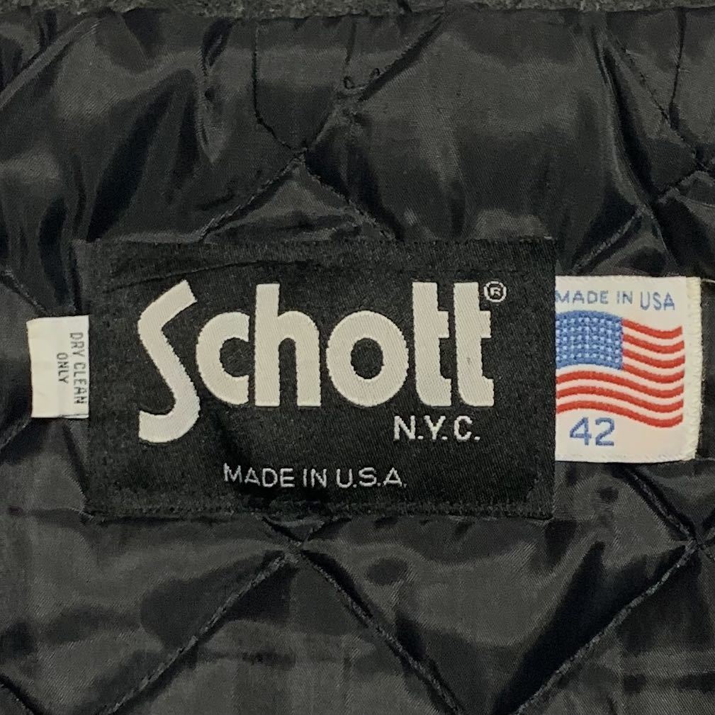 即決★米国製 Schott★サイズXL ピーコート ショット メンズ 42 グレー シングル アメリカ製 アメカジ ミリタリー ウール 軍物