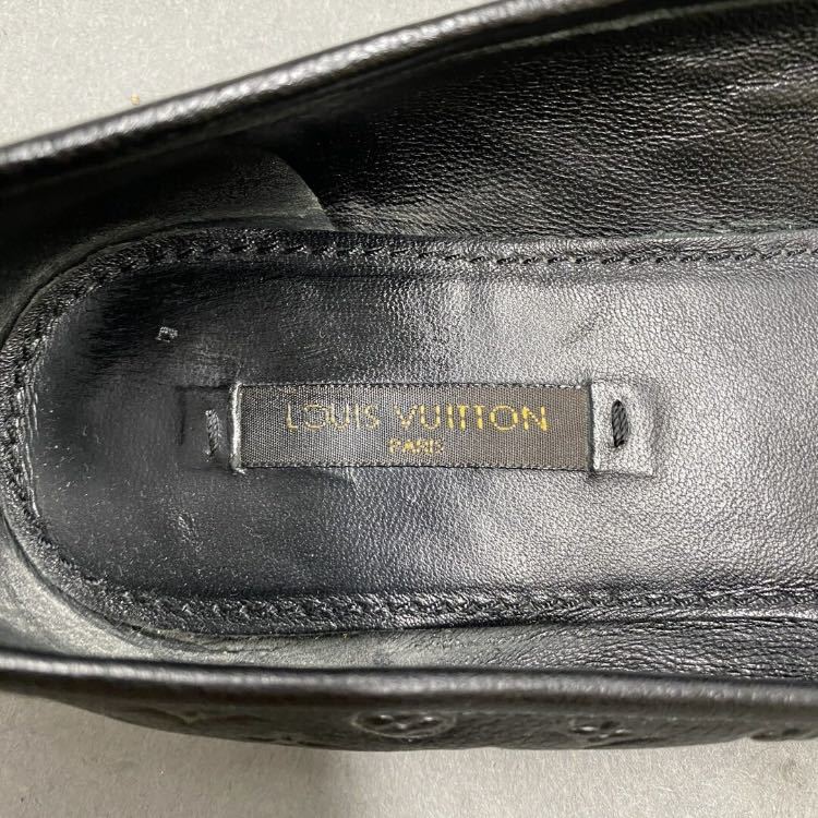 ◯ 1k14《イタリア製》LOUIS VUITTON ルイヴィトン モノグラム フラットシューズ バレエシューズ 36 ブラック レザー パンプス レディース_画像8