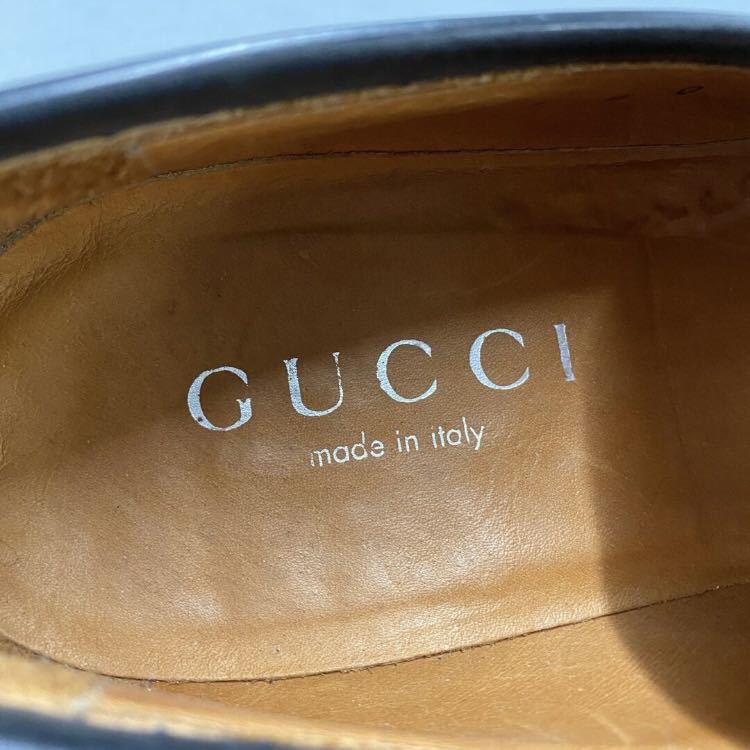 ◯ L9 イタリア製 GUCCI グッチ ビットローファー 8 26.5cm相当 ブラック レザー Gバックル ビジネス フォーマル 箱付き ローファー 革靴 _画像7