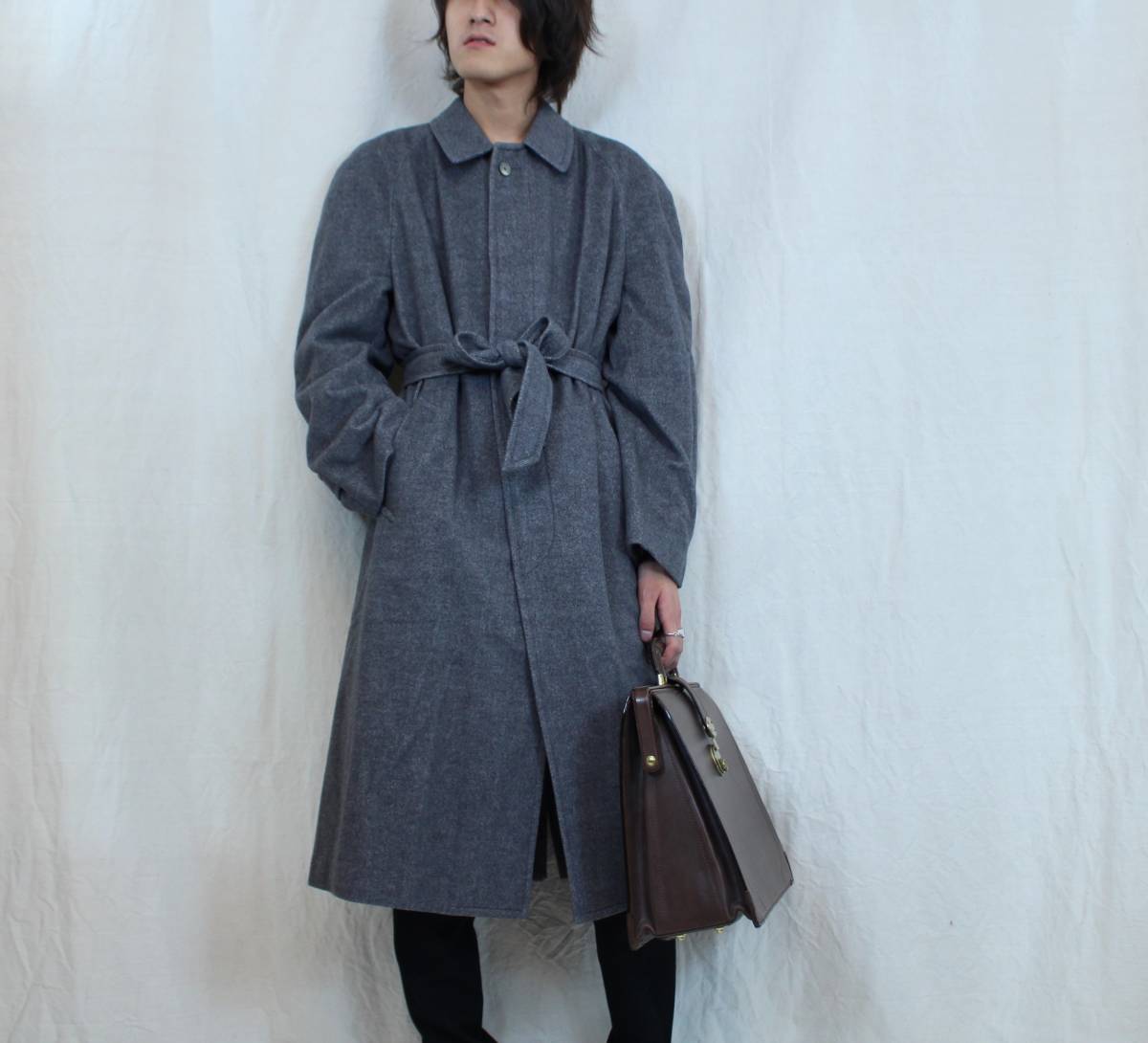 CORNELIANI CASHMERE BREND WOOL BELTED BALMACAAN COATコルネリアーニ