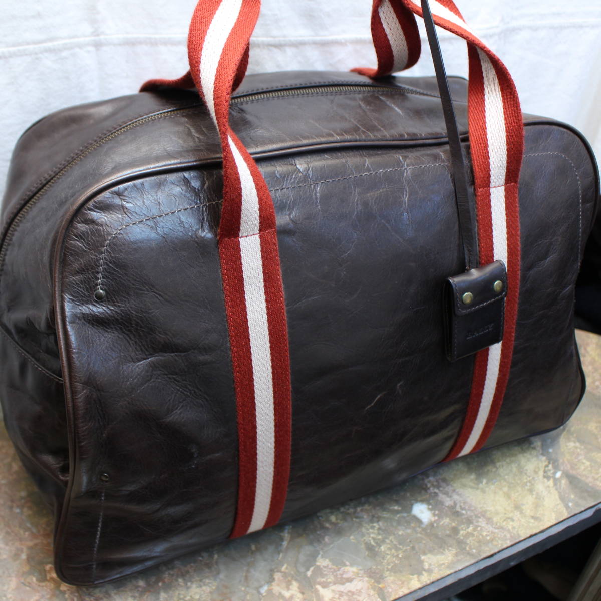 BALLY LINE LEATHER BUSINESS BOSTON BAG/バリーラインレザービジネス