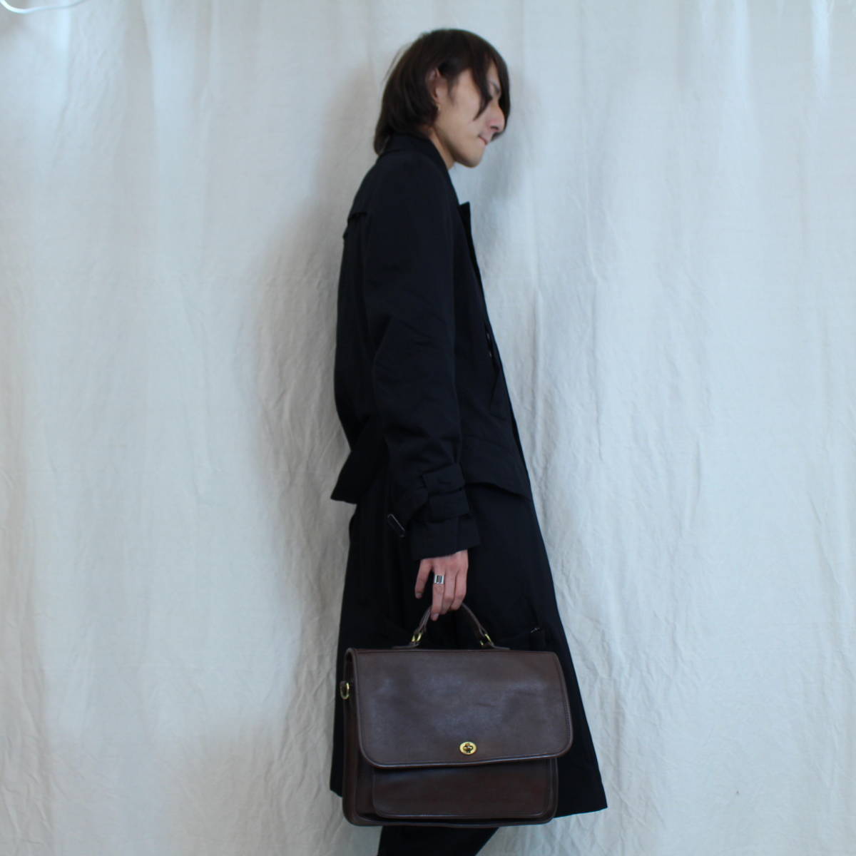 OLD COACH TURN LOCK LEATHER BUSINESS BAG MADE IN USA/オールド