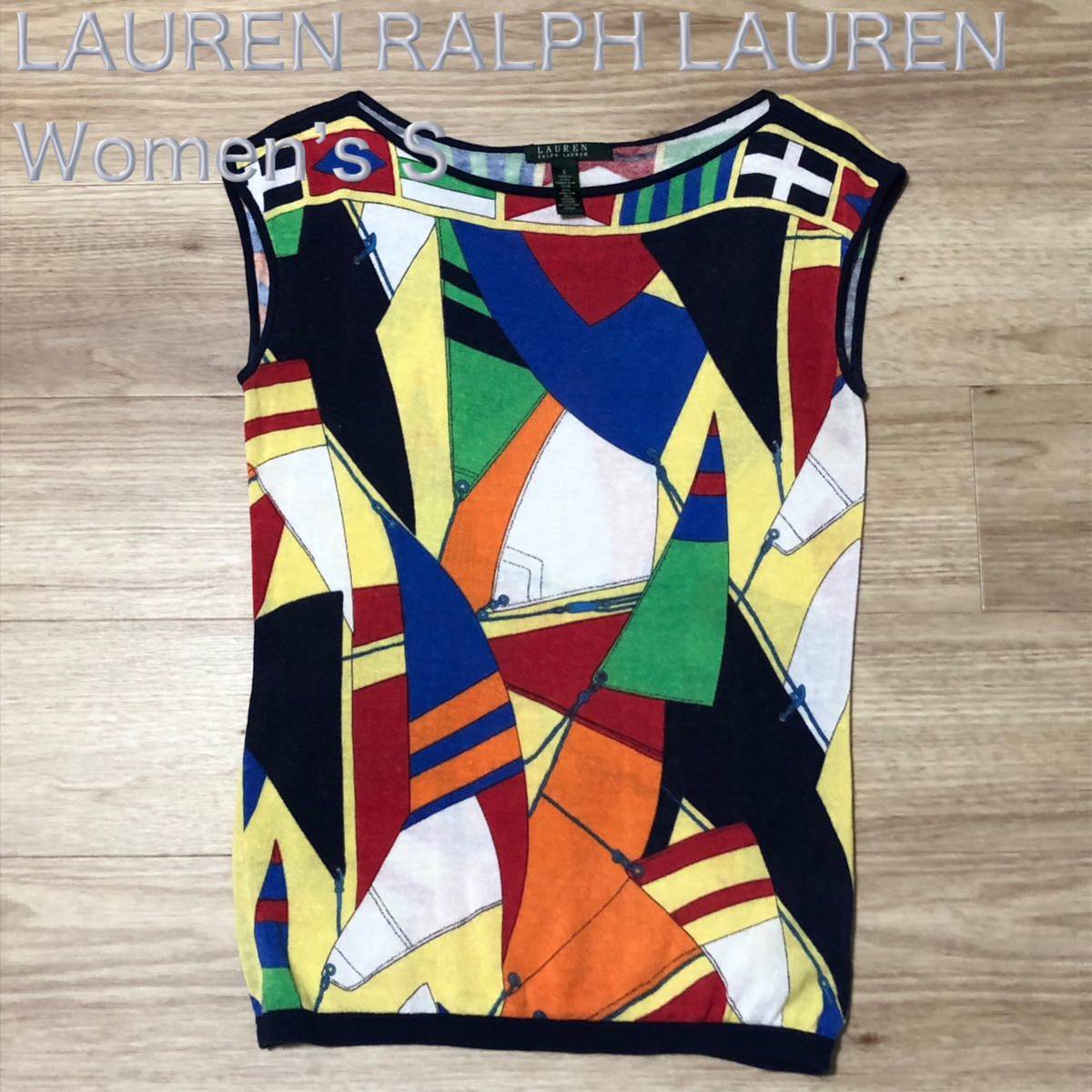 [ бесплатная доставка ]LAUREN RALPH LAUREN вязаный лучший общий рисунок женский S размер low Len Ralph Lauren 