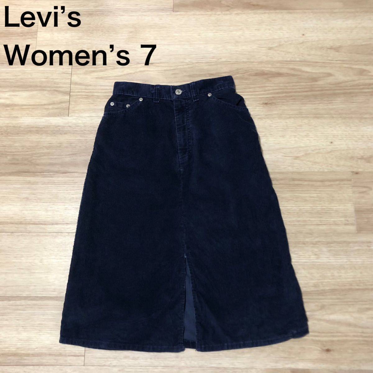 【送料無料】Levi’s コーデュロイスカート　ネイビー　レディース7サイズ　リーバイス_画像1