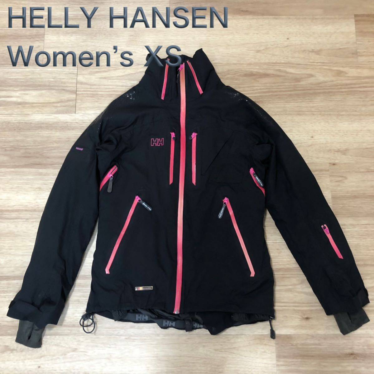 使用感ありHELLY HANSENジップアップスノージャケット黒ピンク 使用感ありHELLY HANSENジップアップスノージャケット黒ピンク