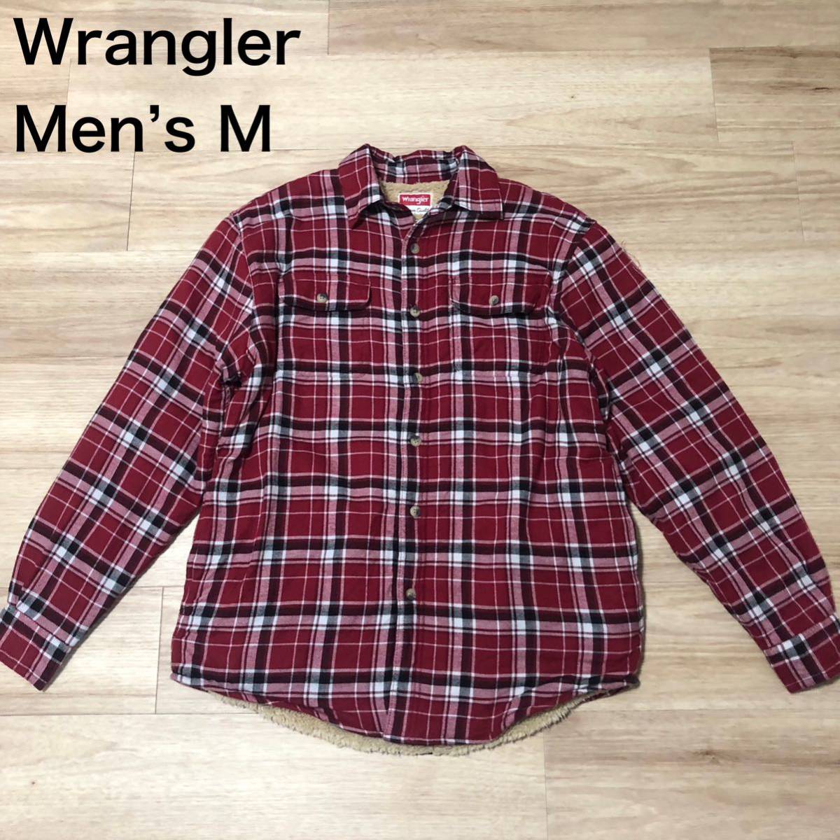【送料無料】Wrangler 裏ボアネルシャツジャケット赤チェック柄 メンズMサイズ ラングラー長袖シャツ