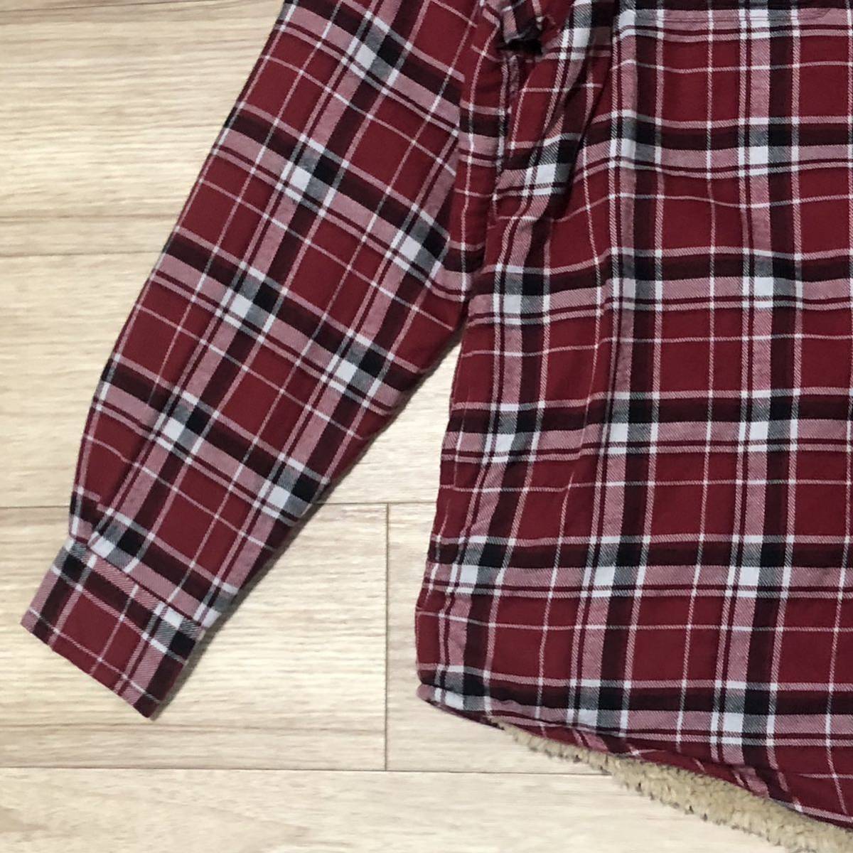 【送料無料】Wrangler 裏ボアネルシャツジャケット赤チェック柄 メンズMサイズ ラングラー長袖シャツ