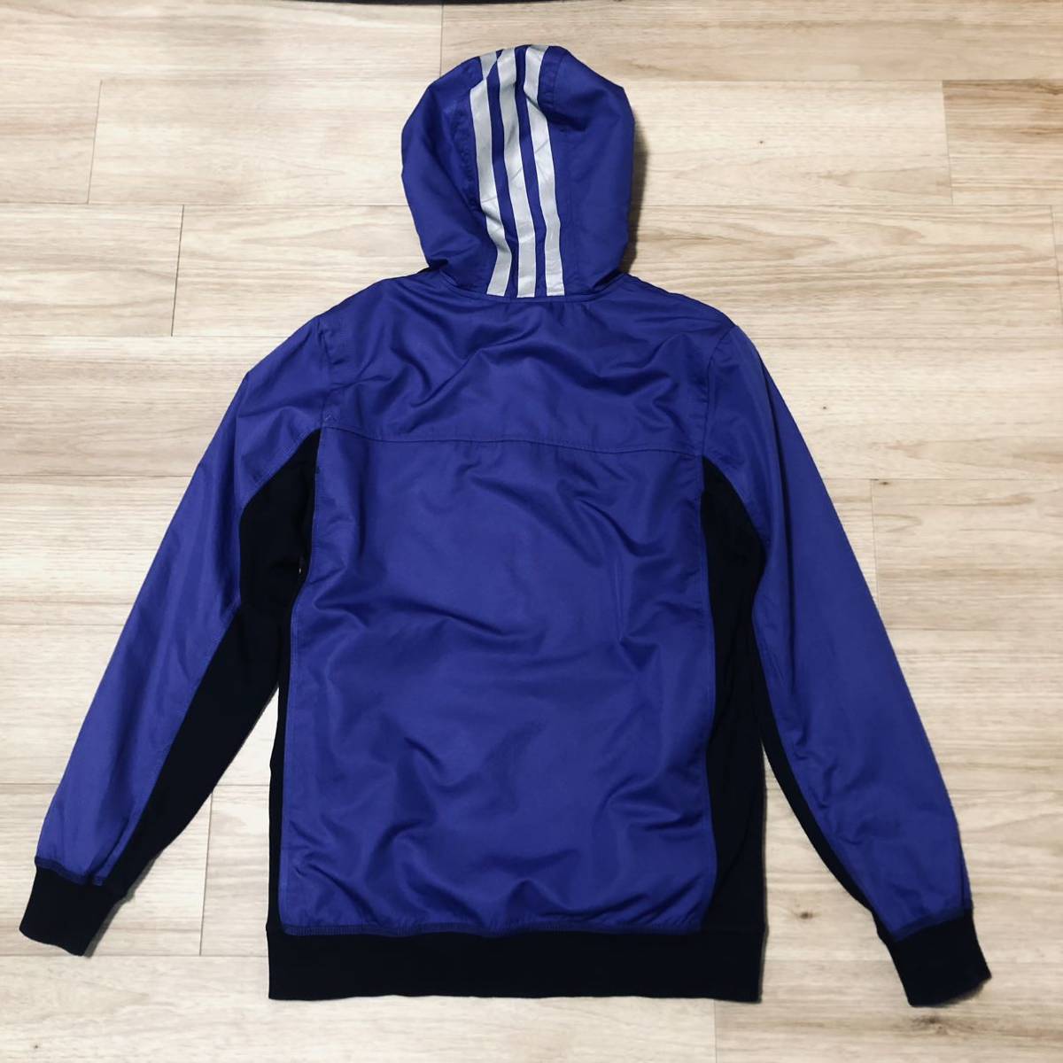 adidasポリエステル切り返しハーフジップパーカー 紫黒 メンズM adidasポリエステル切り返しハーフジップパーカー 紫黒 メンズM