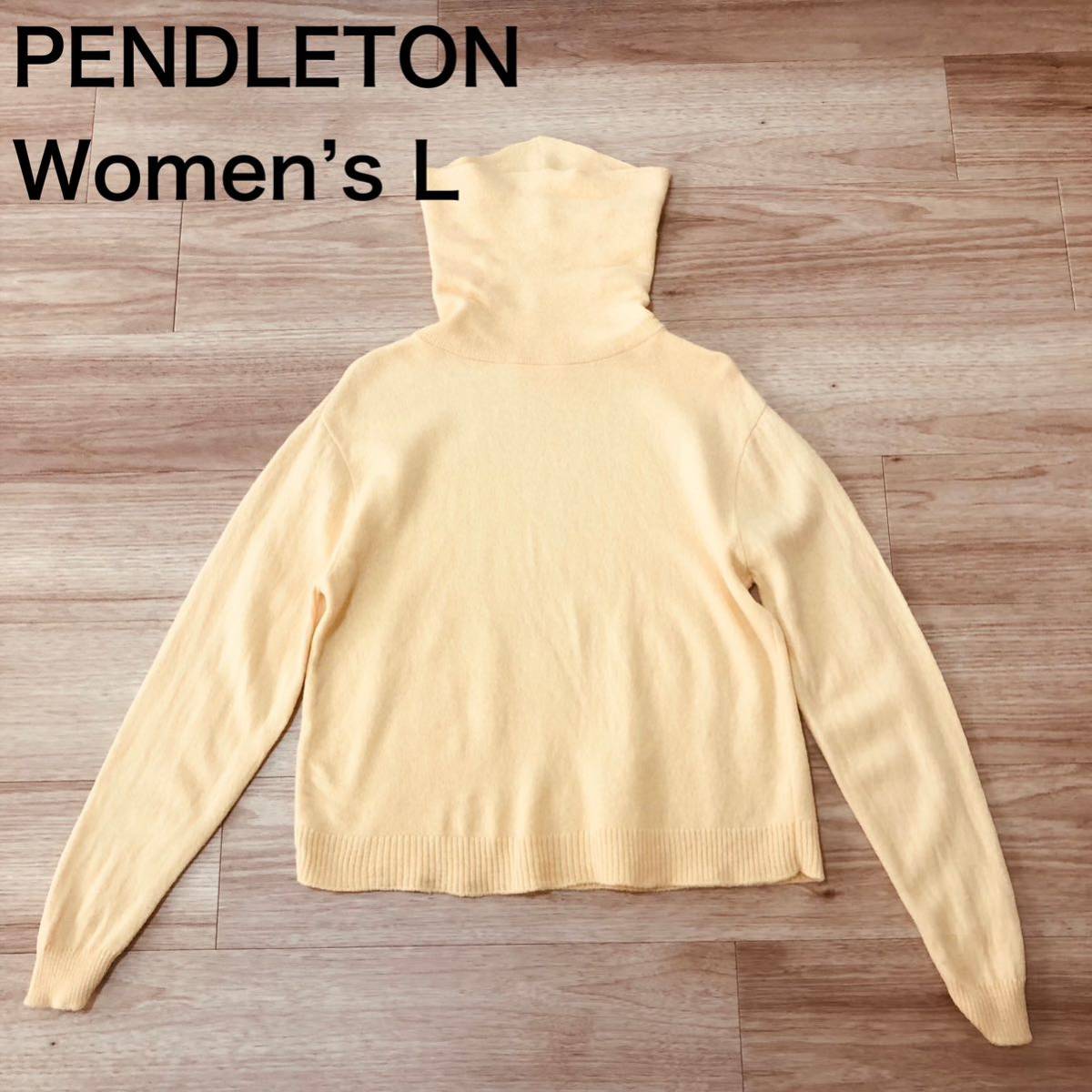 【送料無料】PENDLETON タートルネックニットセーター黄色　レディースLサイズ　ペンドルトンハイネック長袖_画像1