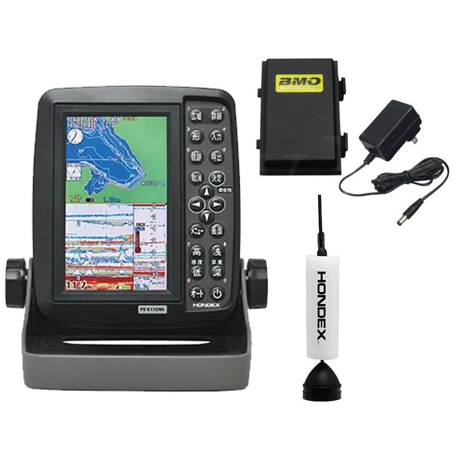 【在庫有】 PS-611CNII-WP ワカサギパック 3.3Ah BMOバッテリーセット HONDEX ホンデックス 5型ワイド液晶 ポータブル GPS内蔵 プ_画像1