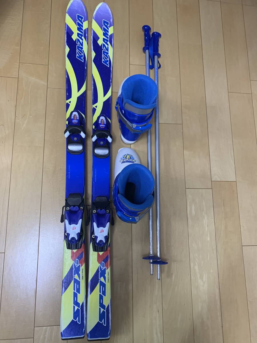 半額満載!スーパーSALE グランドセール! ストック 115cm スキー板 3点セット スキー 90cm 青 男児 キッズ 21.0cm ブーツ 21.0cm