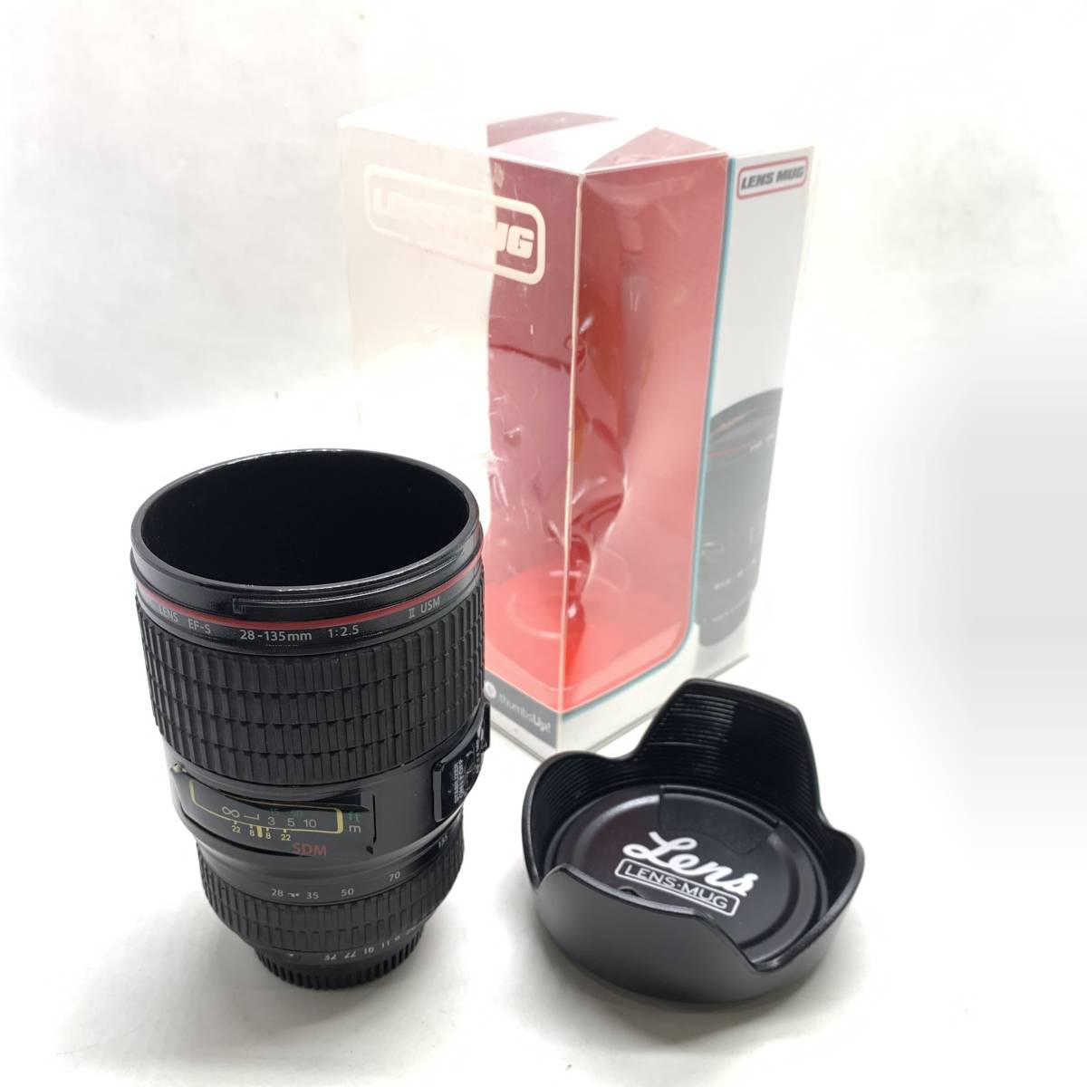 ■ズームレンズレンズマグ＆トレイ LENS MUG コップ 小皿 レンズの形カップ おそらく未使用■C41151_画像1