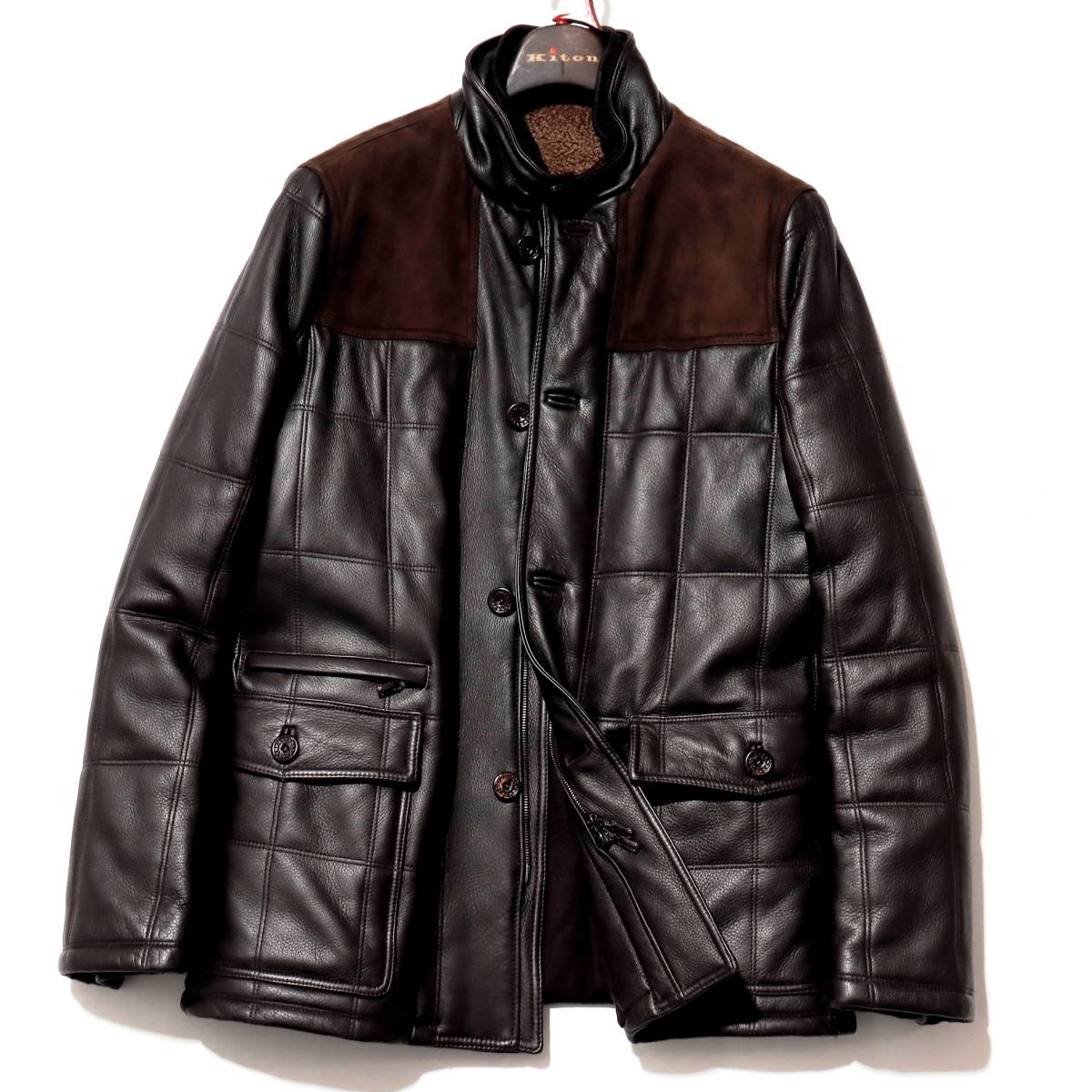 . thing class 130 ten thousand [ Ermenegildo Zegna ] top class . sheep leather baby ram leather * mouton fur & pure cashmere * half coat leather jacket 48 L