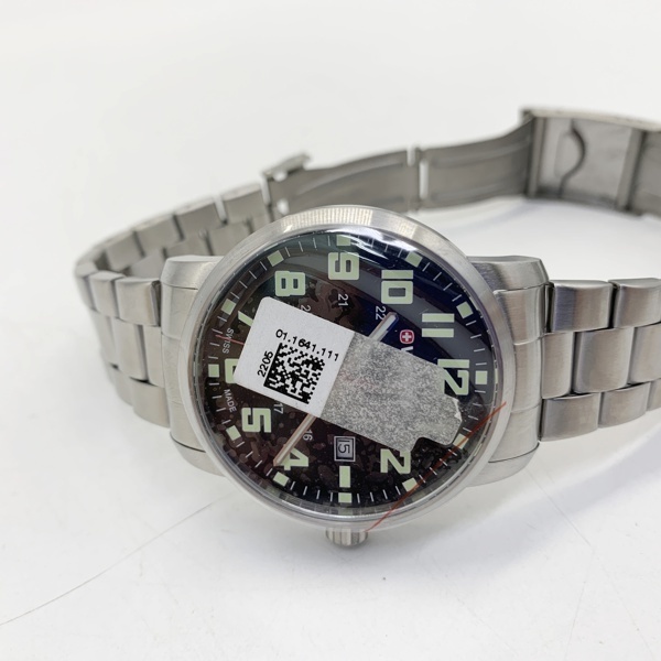  Wenger wristwatch quarts analogue display Switzerland made outdoor men's silver black WENGER clock DF9284#