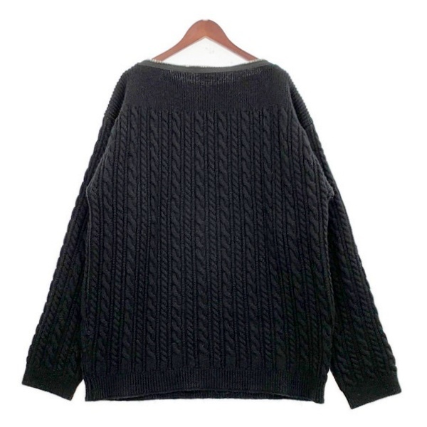 ラフシモンズ 20AW Knit Sweater with zip at neckline ジップ ニット セーター ケーブル編み Lサイズ RAF SIMONS トップス DM10104■_画像2