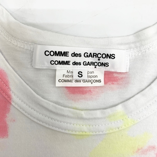 COMME des GARCONS Tシャツ 半袖カットソー 古着 タイダイ柄 Sサイズ ホワイト ピンク イエロー コムデギャルソン トップス IL8016■_画像3