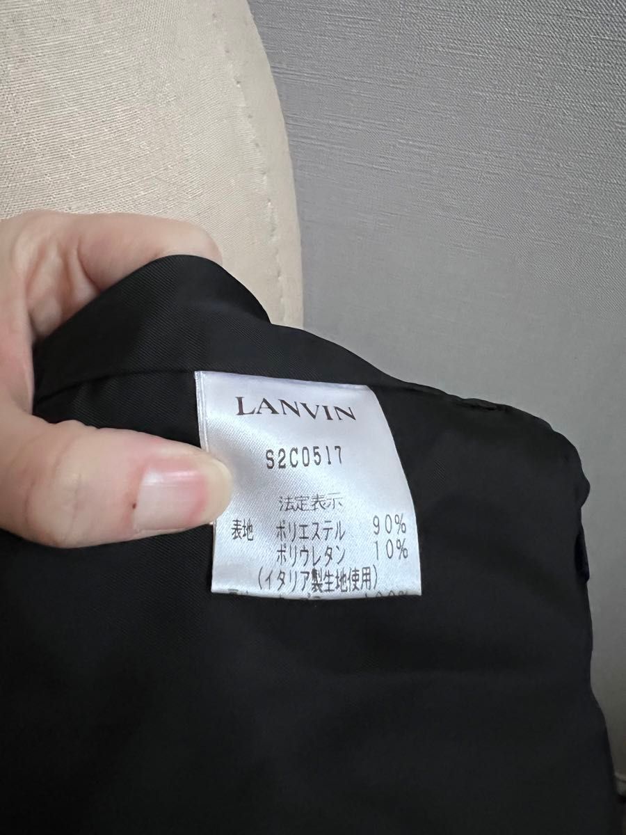 美品LANVIN/ランバン ギャバジントレンチコート 黒 ロング 40