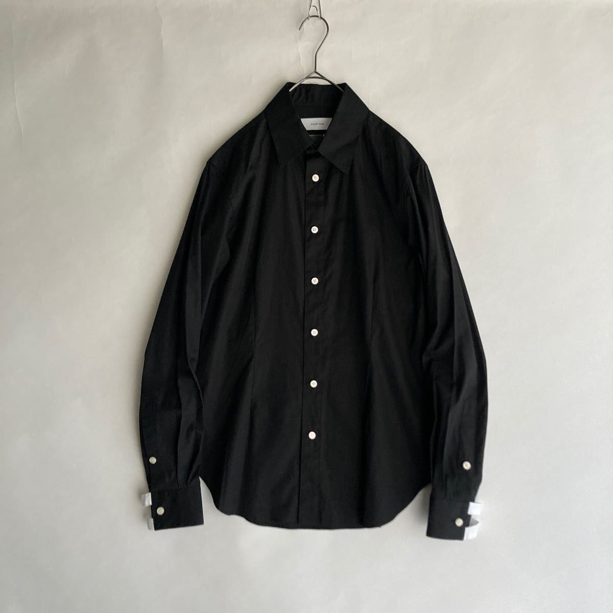 【美品】 FACETASM 日本製 ファセッタズム ブロード テーピング シャツ レギュラーカラー トップス スッキリめ 黒 ブラック size 3