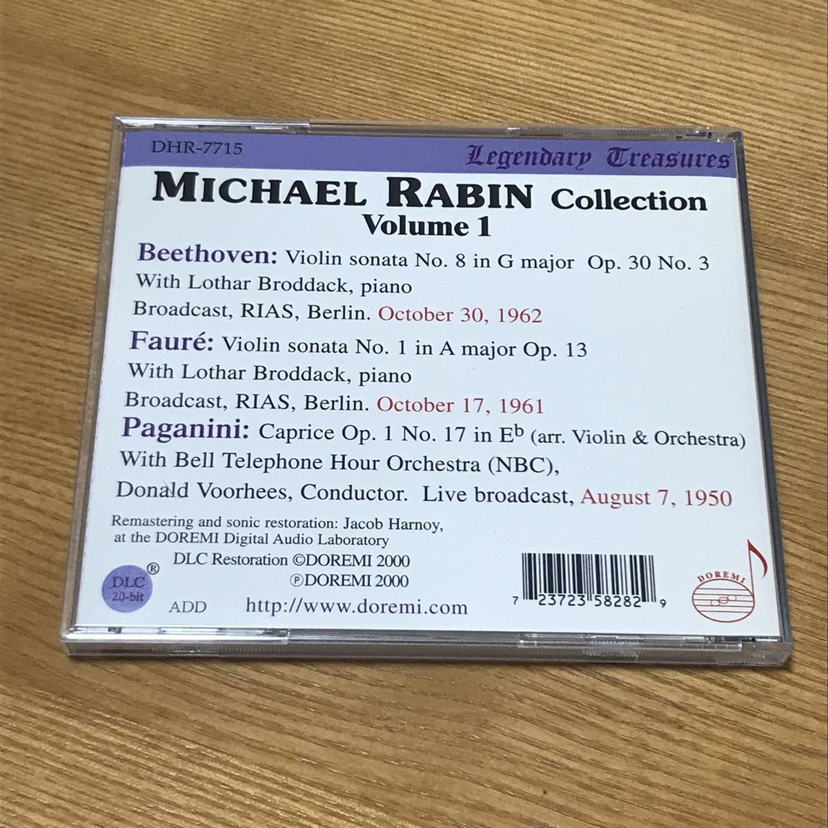 MICHAEL RABIN Collection Volume1（マイケル・レビン）　ヴァイオリン　クラシック　CD レア　希少　当時物_画像2