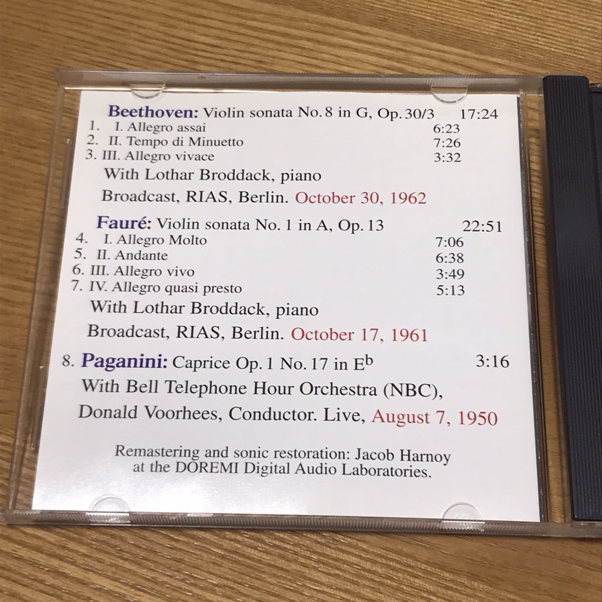 MICHAEL RABIN Collection Volume1（マイケル・レビン）　ヴァイオリン　クラシック　CD レア　希少　当時物_画像3