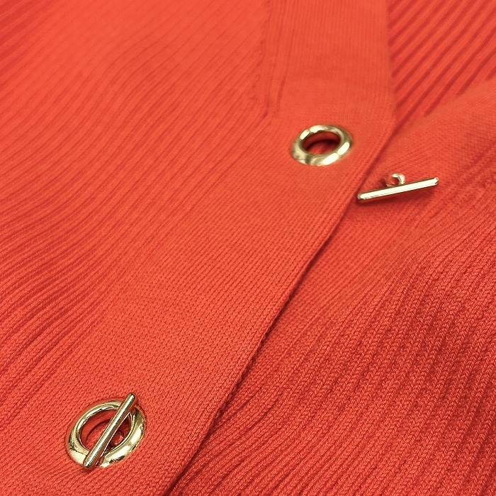  Rope [ new goods ]ROPE\' rib knitted cardigan long sleeve rayon × cotton × nylon × polyurethane 38 orange orange series × Gold lady's 