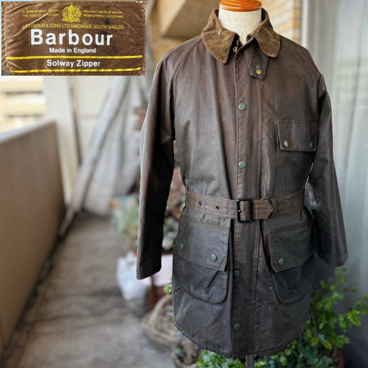 ゴールドタグ/Vintage Barbour SOLWAY ZIPPER/ヴィンテージ バブアー ソルウェイジッパー/C38/1クレスト/AEROジッパー_画像1