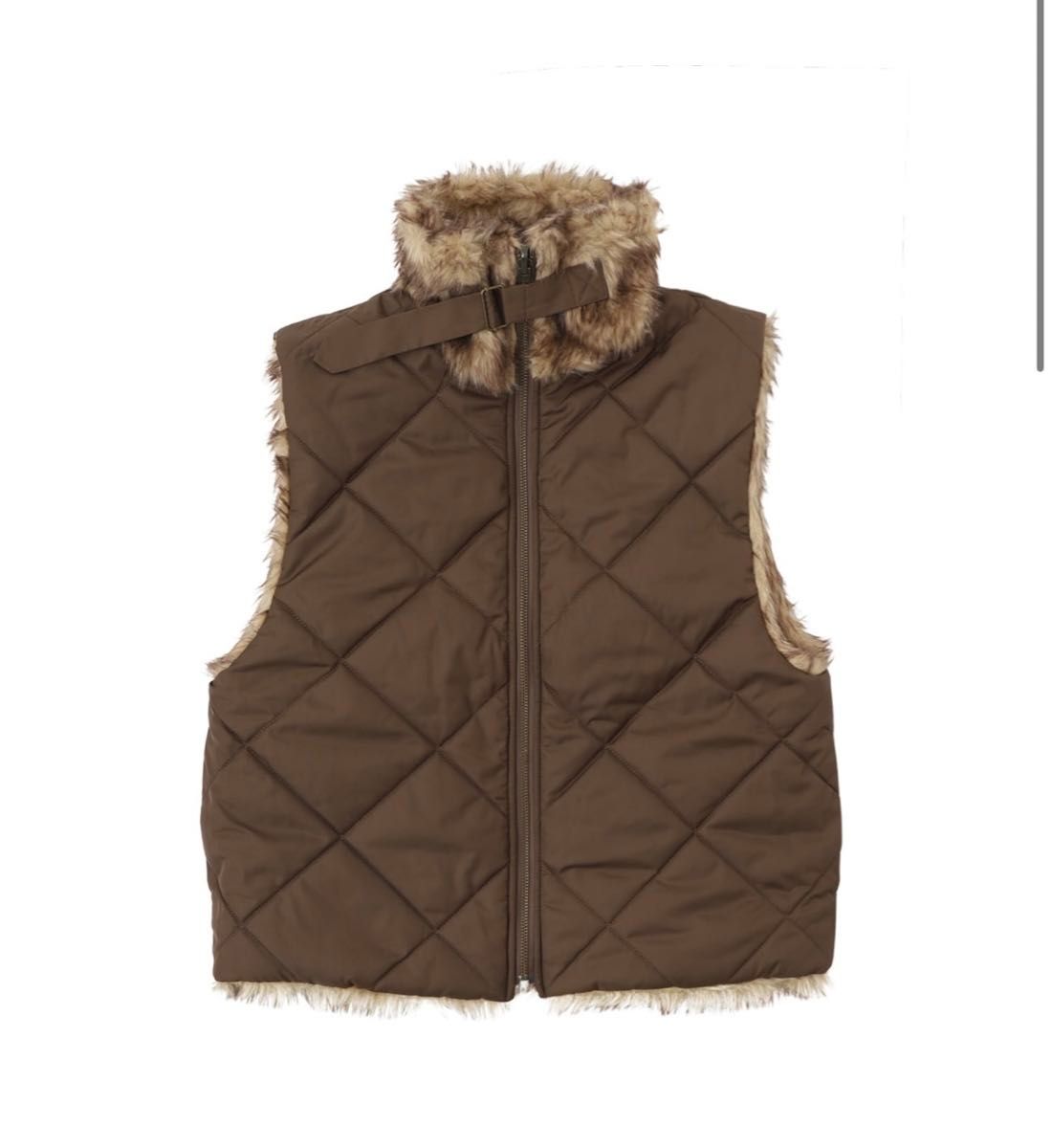 ACLENT 2way stand collar fur vest