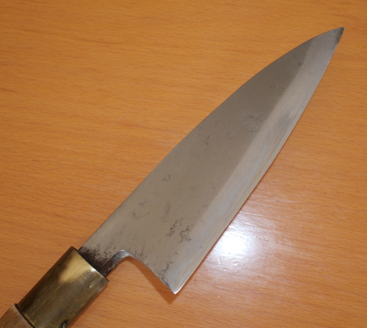 【中古】出刃包丁　刃渡り　約13cm 　プロ仕様　宗廣　 包丁 傷、スレ有　魚おろし　兜割りに_画像5