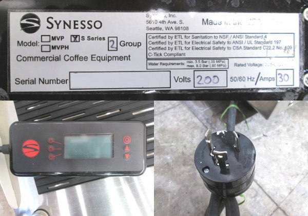 SYNESSO エスプレッソマシン S200 730×620×370 中古厨房 /23K2503Zの画像4