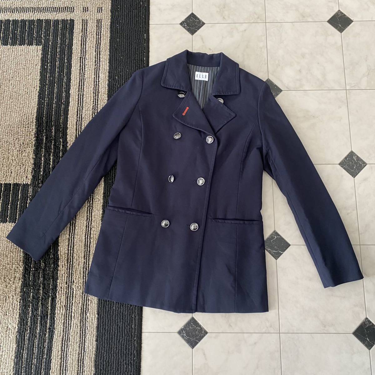  прекрасный товар ELLE L женский внешний двойной tailored jacket темно-синий цвет темно-синий 38 обычная цена 17589 иен 